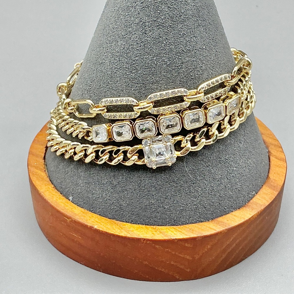 Bomb Party Bracelet It's Giving Classic Cubic Zirconia Gold Plated 6-9.5 Inch